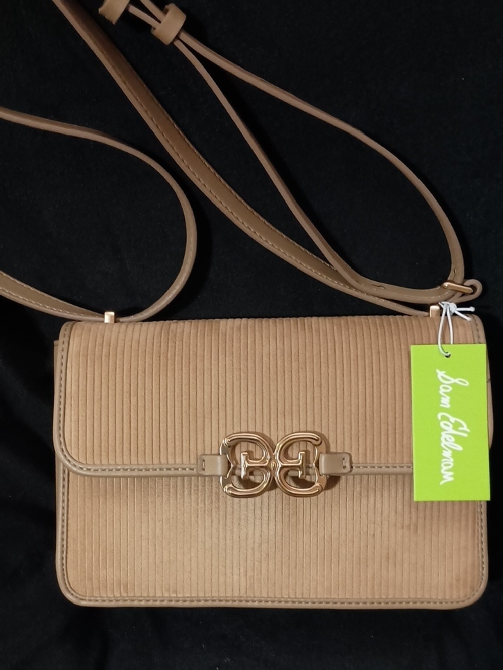 NWT Sam Edelman Crossbody/Over-the-Shoulder Handbag Lt.Brown Corderoy Long Strap